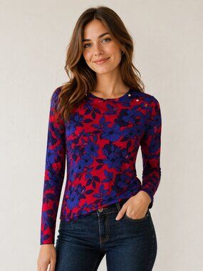 Liz Claiborne Women's Blouse Top Size M, Long Sleeve